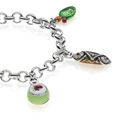 Bracelet Rolo Premium avec breloques siciliennes en argent sterling et émail
