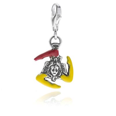 Trinacria Sicily Charm in Sterling Silver and Enamel