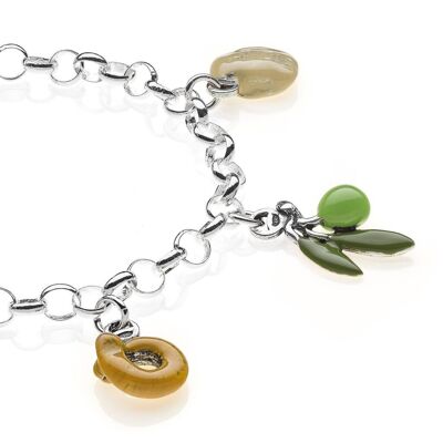 Rolo Light Bracelet with Puglia Charms in Sterling Silver and Enamel