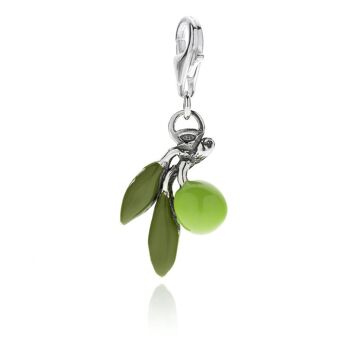 Charm Olive en Argent Massif et Émail 1