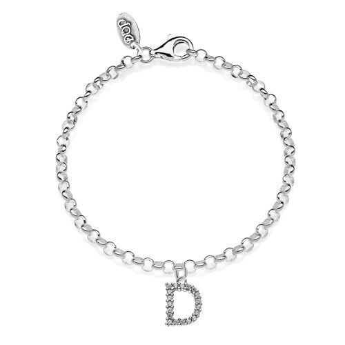 Bracciale Rolò Mini con Charm Scintillante Lettera D in Argento 925