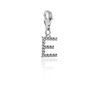 Funkelnder Buchstabe-E-Charm aus Sterlingsilber