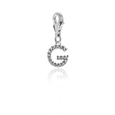 Charm brillante con la letra G en plata de ley