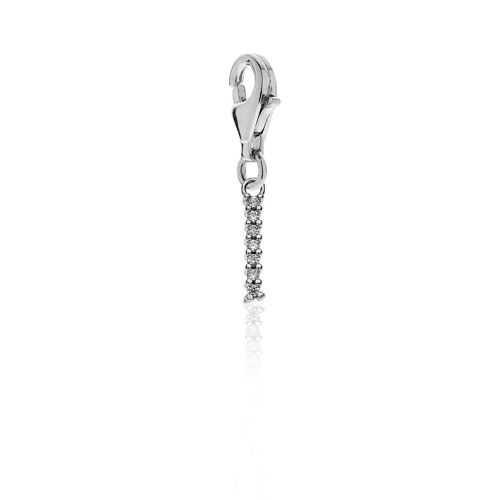 Sparkling Letter I Charm in Sterling Silver 