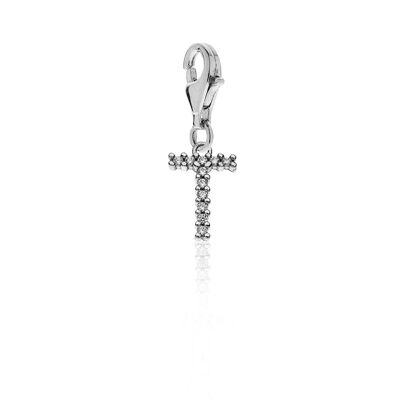 Charm con letra T brillante en plata de ley