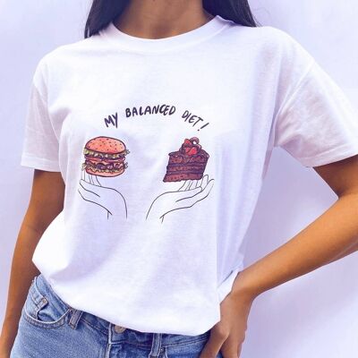 T-Shirt "My Balanced Diet"__L / Bianco
