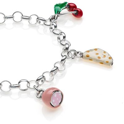 Rolo Light Armband mit Emilia Romagna Charms aus Sterlingsilber und Emaille