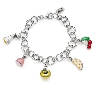 Rolo Luxury Bracelet with Emilia Romagna Charms in Sterling Silver and Enamel