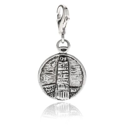 Charm de la Torre de Pisa en plata de ley