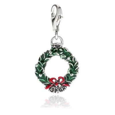 Laurel Wreath Charm in Sterling Silver and Enamel