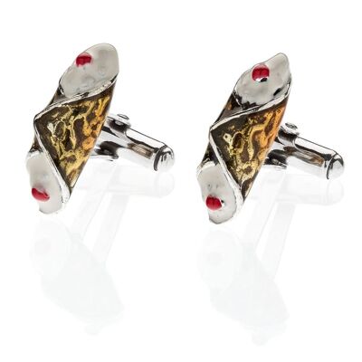 Sicilian Cannoli Cufflinks in Sterling Silver and Enamel