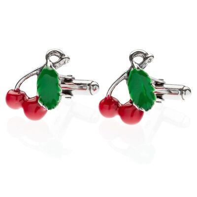 Cherry Cufflinks in Sterling Silver and Enamel