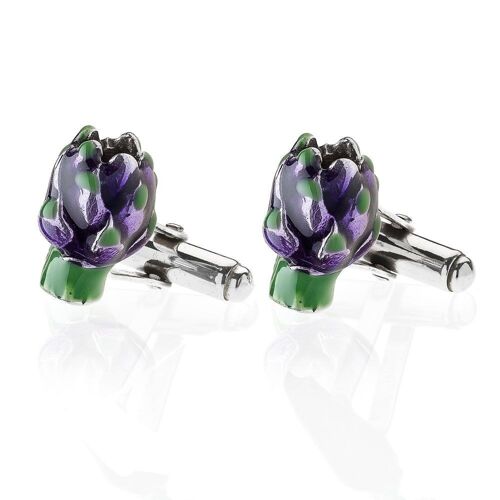 Artichoke Cufflinks in Sterling Silver and Enamel