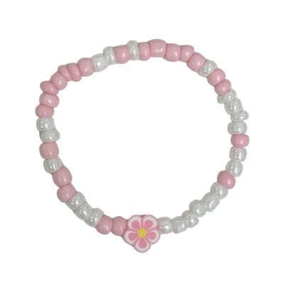 Bracciale in argilla fiore rosa