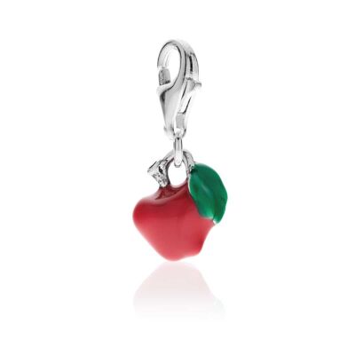 Roter Apfel-Charm aus Sterlingsilber und Emaille
