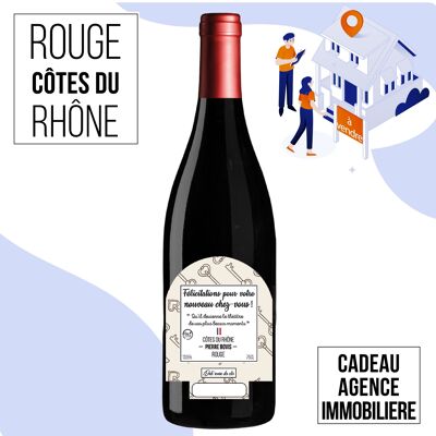 Vin cadeau client - agence immobiliere  - AOC Côtes du Rhône ROUGE 75cl