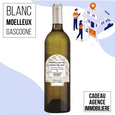 Vino regalo cliente - agencia inmobiliaria - IGP - Côtes de Gascogne Grand manseng blanco dulce 75cl