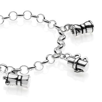 Bracelet Rolo Light avec breloques Moka en argent sterling 1