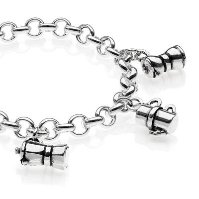 Rolo Premium-Armband mit Moka-Charms aus Sterlingsilber