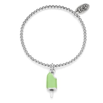 Bracelet Boule Élastique avec Charm Popsicle à la Menthe en Argent Sterling et Émail 1