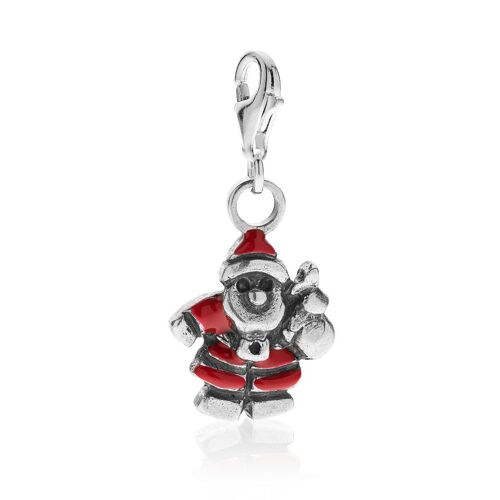 Santa Claus Charm in Sterling Silver and Enamel