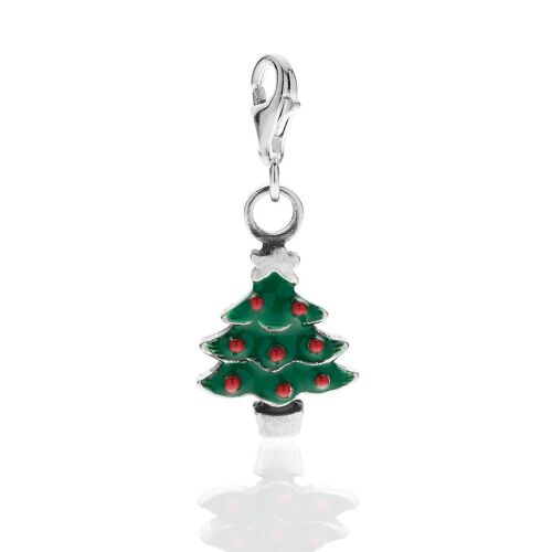Christmas Tree Charm in Sterling Silver and Enamel