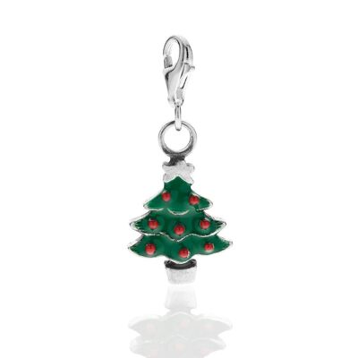 Christmas Tree Charm in Sterling Silver and Enamel