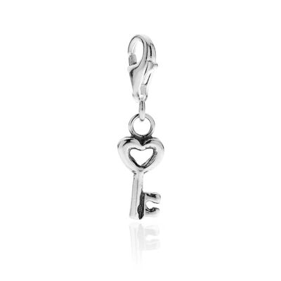 Dije de llave en forma de corazón pequeño en plata de ley