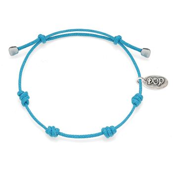 Bracelet cordon de coton en coton ciré turquoise et argent sterling 1