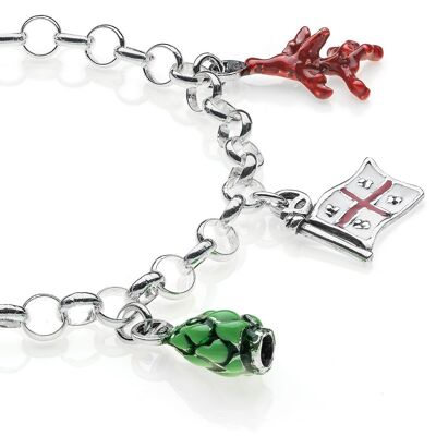 Pulsera Rolo Light con Charms Cerdeña en Plata de Ley y Esmalte