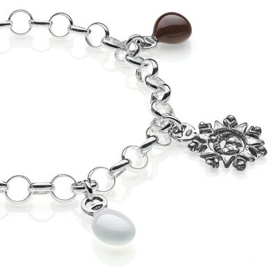 Pulsera Rolo Light con Charms Abruzzo en Plata de Ley y Esmalte