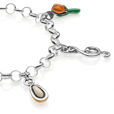 Rolo Light Armband mit Ligurien-Charms aus Sterlingsilber und Emaille