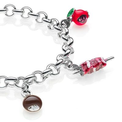 Pulsera Rolo Premium con Charms Abruzzo en Plata de Ley y Esmalte