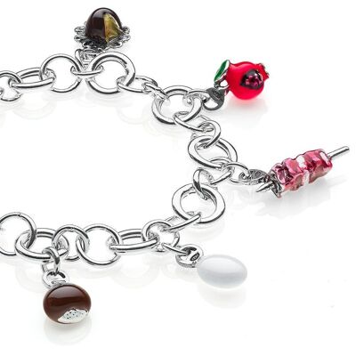 Pulsera de lujo Rolo con dijes de Abruzzo en plata de ley y esmalte