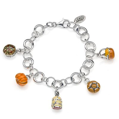 Rolo Luxury Bracelet with Lombardy Charms in Sterling Silver and Enamel