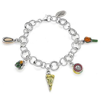 Rolo Luxus-Armband mit Ligurien-Charms aus Sterlingsilber und Emaille