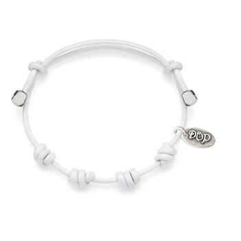 Bracelet cordon de coton en coton ciré blanc et argent sterling 1