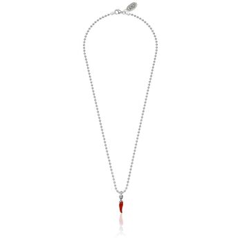 Collier Boule 45 cm avec porte-bonheur mini piment en argent massif et émail rouge 1