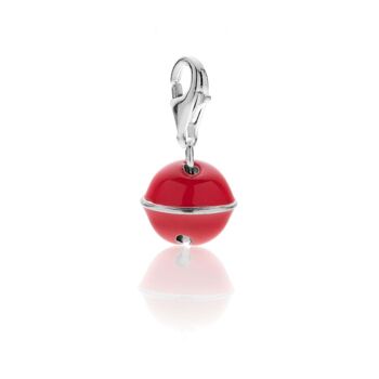 Charm cloche en argent sterling et émail corail 1