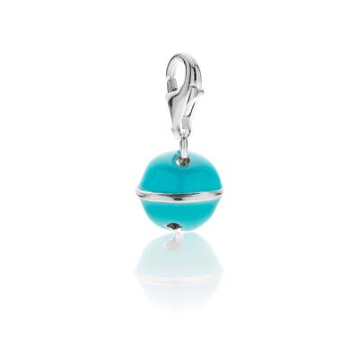 Charm cloche en argent sterling et émail turquoise