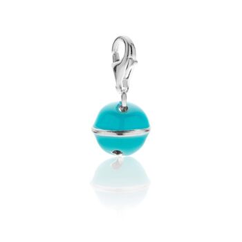 Charm cloche en argent sterling et émail turquoise 1