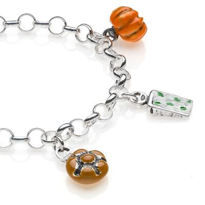 Rolo Light Armband mit Lombardy-Charms aus Sterlingsilber und Emaille