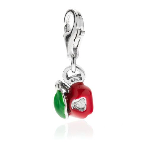 Left Apple Heart Charm in Sterling Silver and Enamel