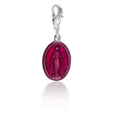 Miraculous Madonna Charm in Sterling Silver and Pink Enamel