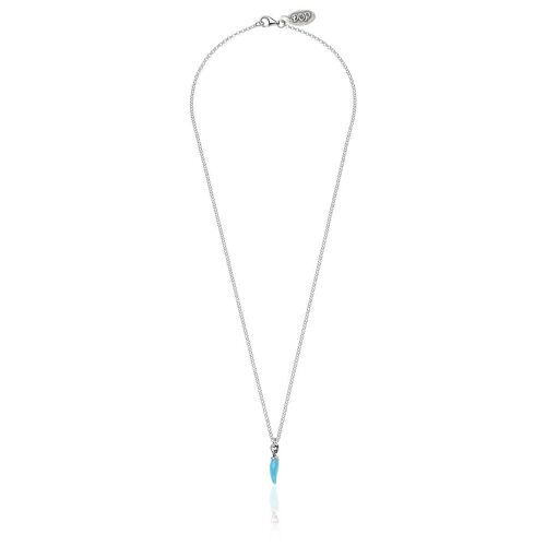 Rolo Micro 45 cm Necklace with Mini Chili Pepper Lucky Charm Sterling Silver Sterling and Turquoise Enamel