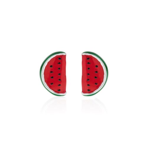 Watermelon Earrings in Sterling Silver and Enamel