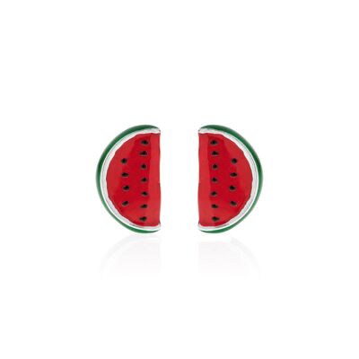 Watermelon Earrings in Sterling Silver and Enamel