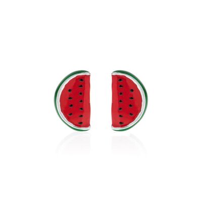 Wassermelonen-Ohrringe aus Sterlingsilber und Emaille