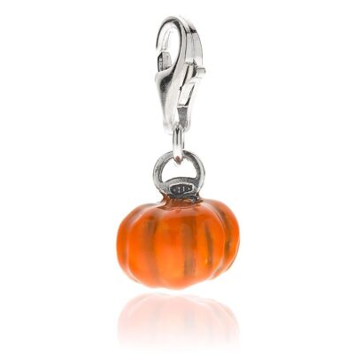 Pumpkin Charm in Sterling Silver and Enamel