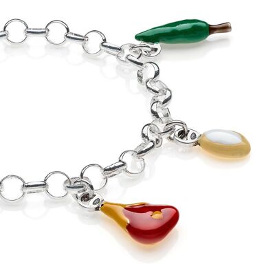 Pulsera Rolo Light con dijes Toscana en plata de ley y esmalte